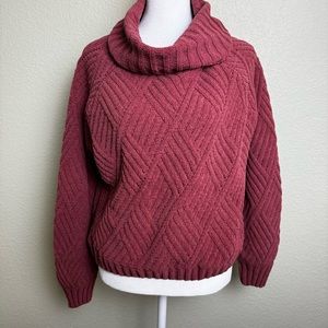 NWT Sincerely Jules Women's Size S Sweater Turtleneck Cowlneck Rose Chunky Mauve